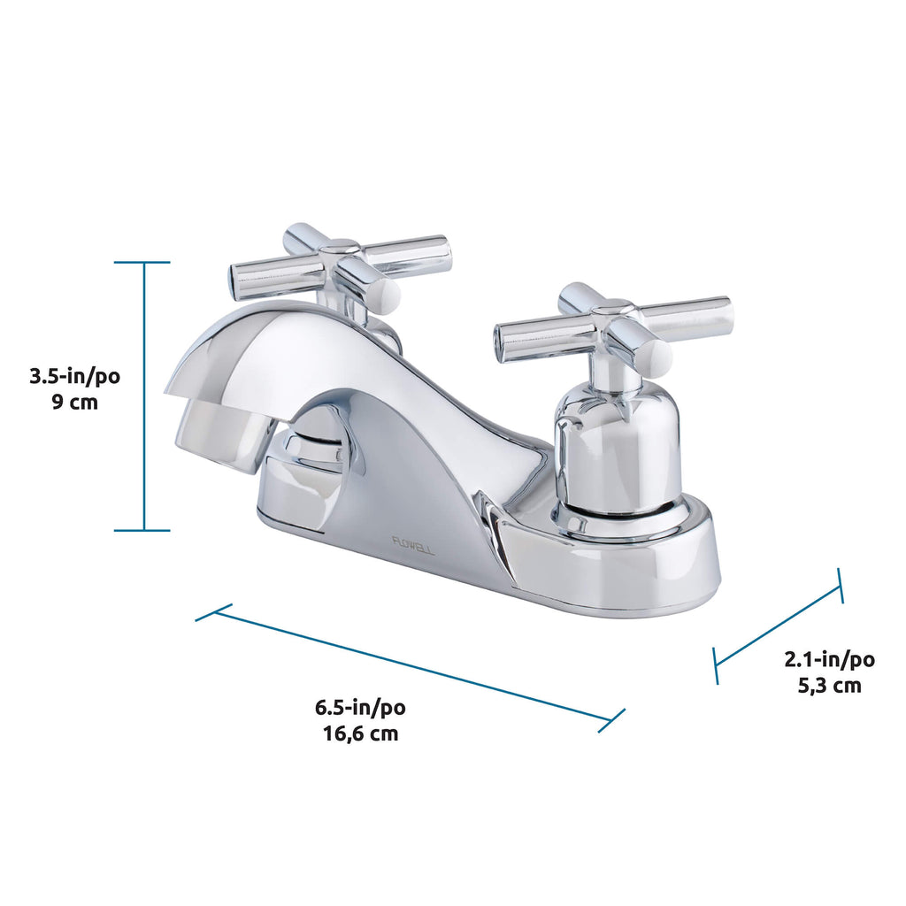 Fonzi 2-Handle Bathroom Faucet, Dimensions Diagram.