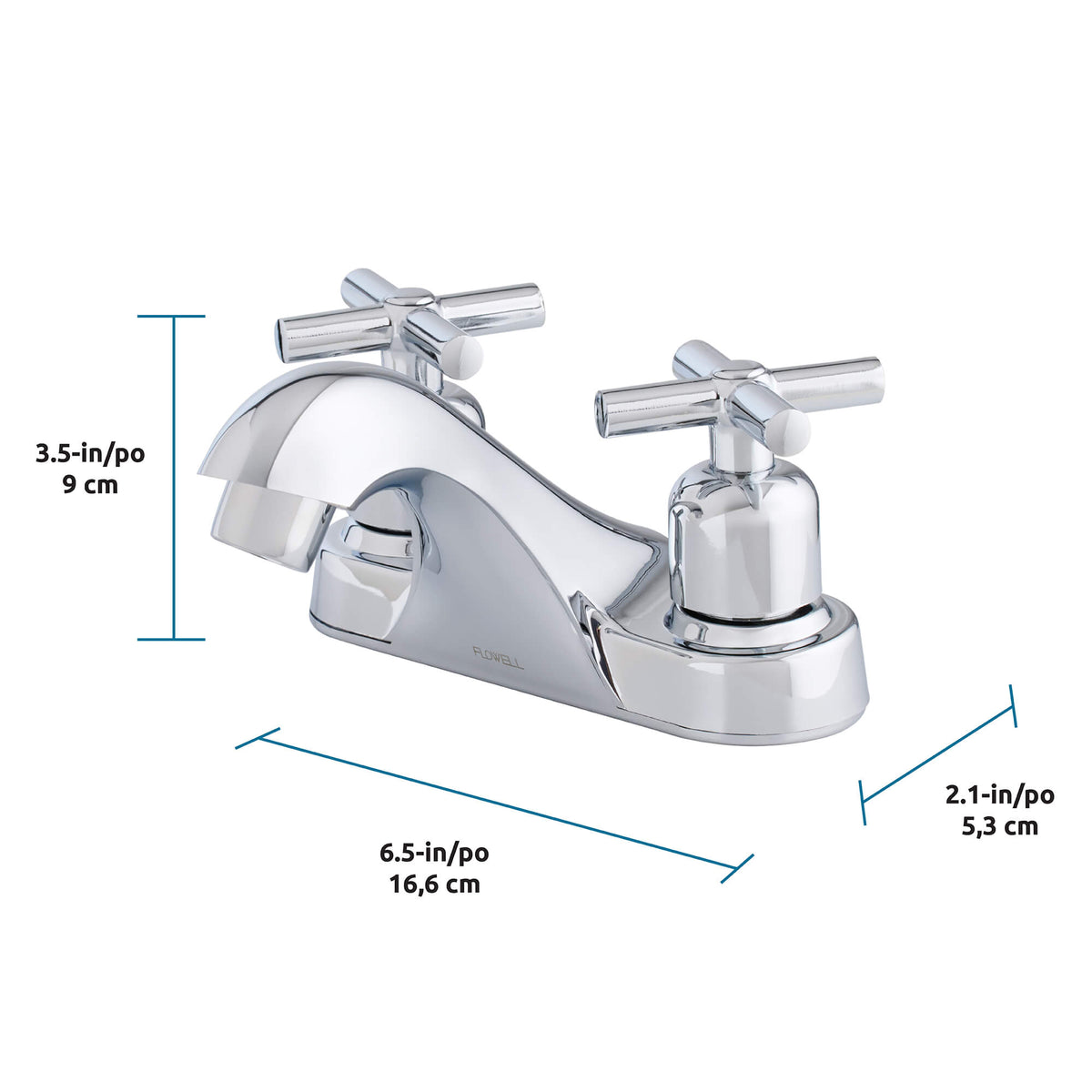 Fonzi 2-Handle Bathroom Faucet, Dimensions Diagram.