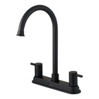 Sophia 2-Handle Kitchen Faucet in Matte Black, Three-Quarter View.