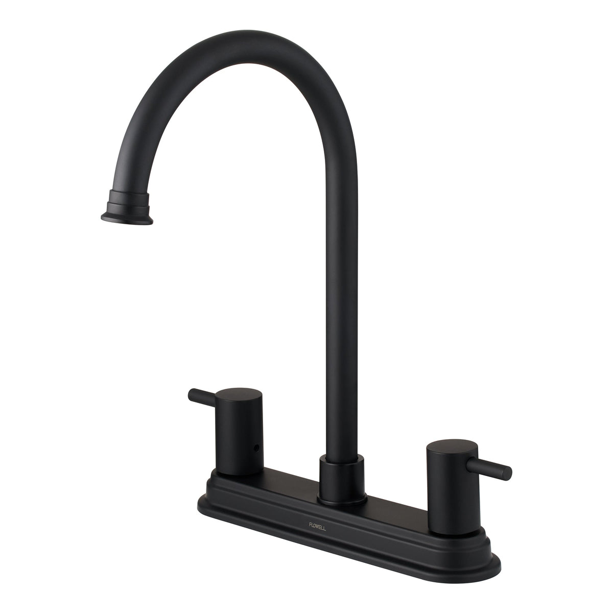 Sophia 2-Handle Kitchen Faucet in Matte Black, Three-Quarter View.
