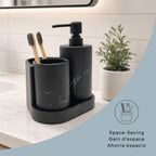 Zoe 3pc Marble Bath Set in Marble Black, alternate detail view 4.