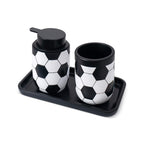 Set de accesorios de baño de resina de fútbol de 3 piezas