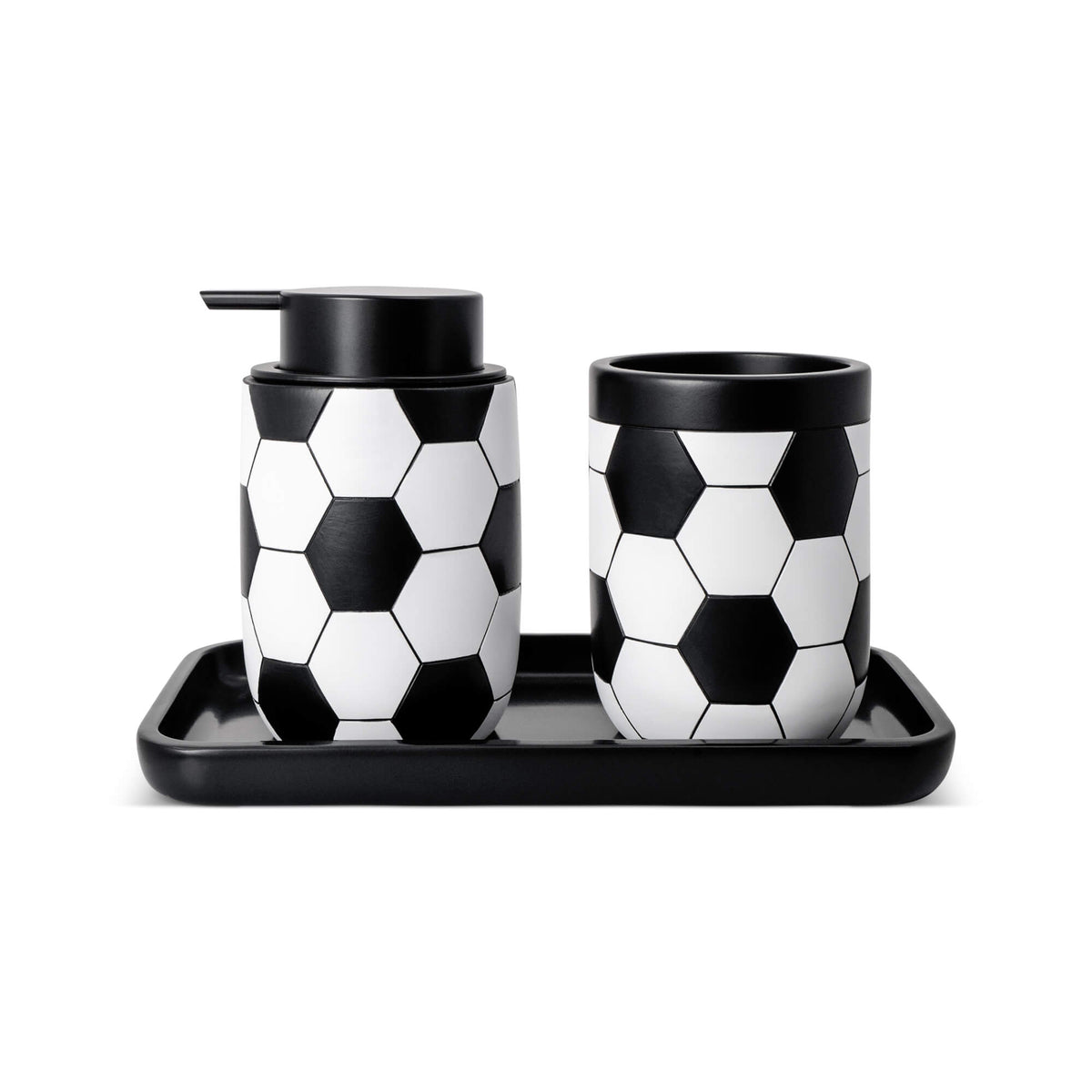 Set de accesorios de baño de resina de fútbol de 3 piezas