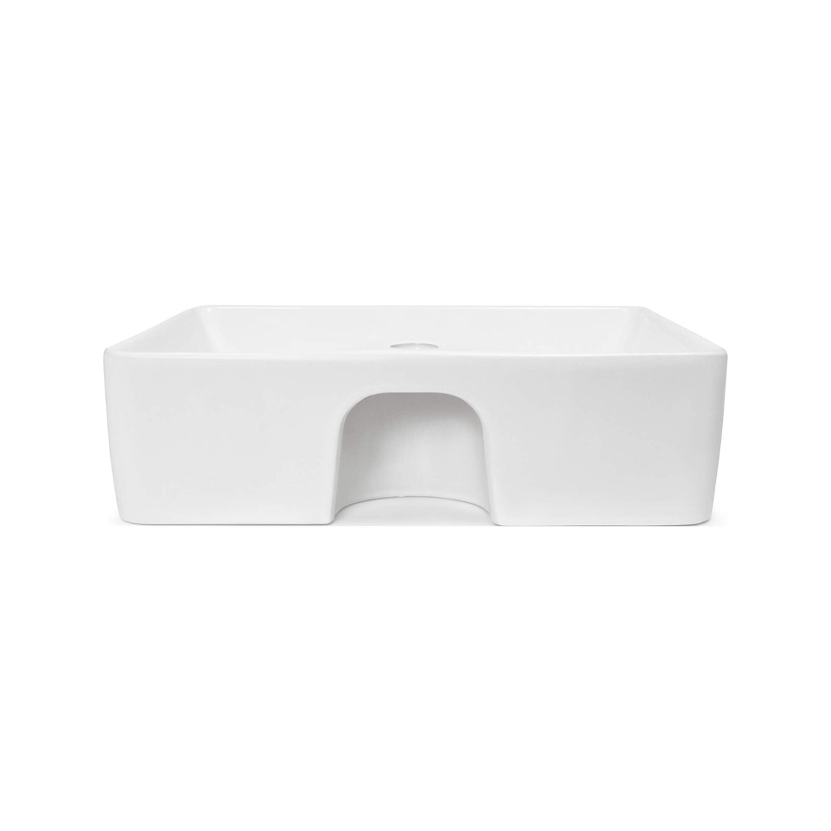Alia Rectangular Ceramic Basin, Back View.
