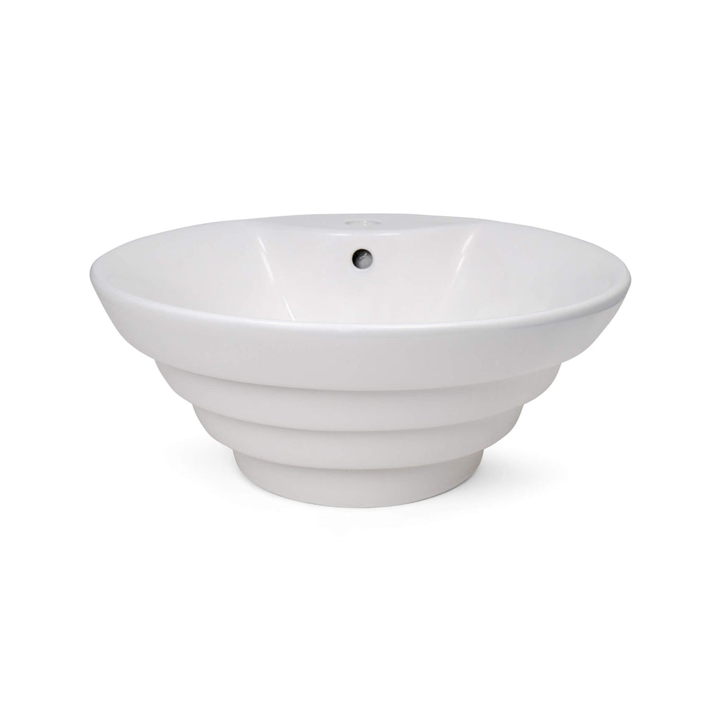 Petra Rounded Ceramic Basin, Front View.