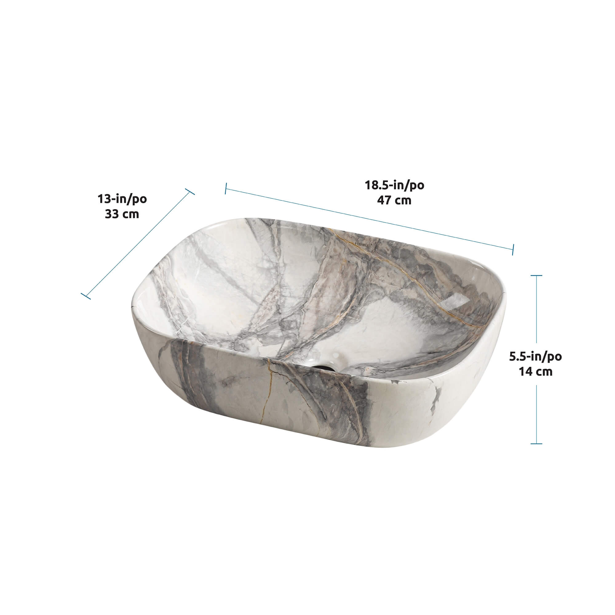 Hydra Rounded Rectangular Ceramic Basin