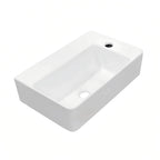 Busan Rectangular Ceramic Basin, three-quarter view.
