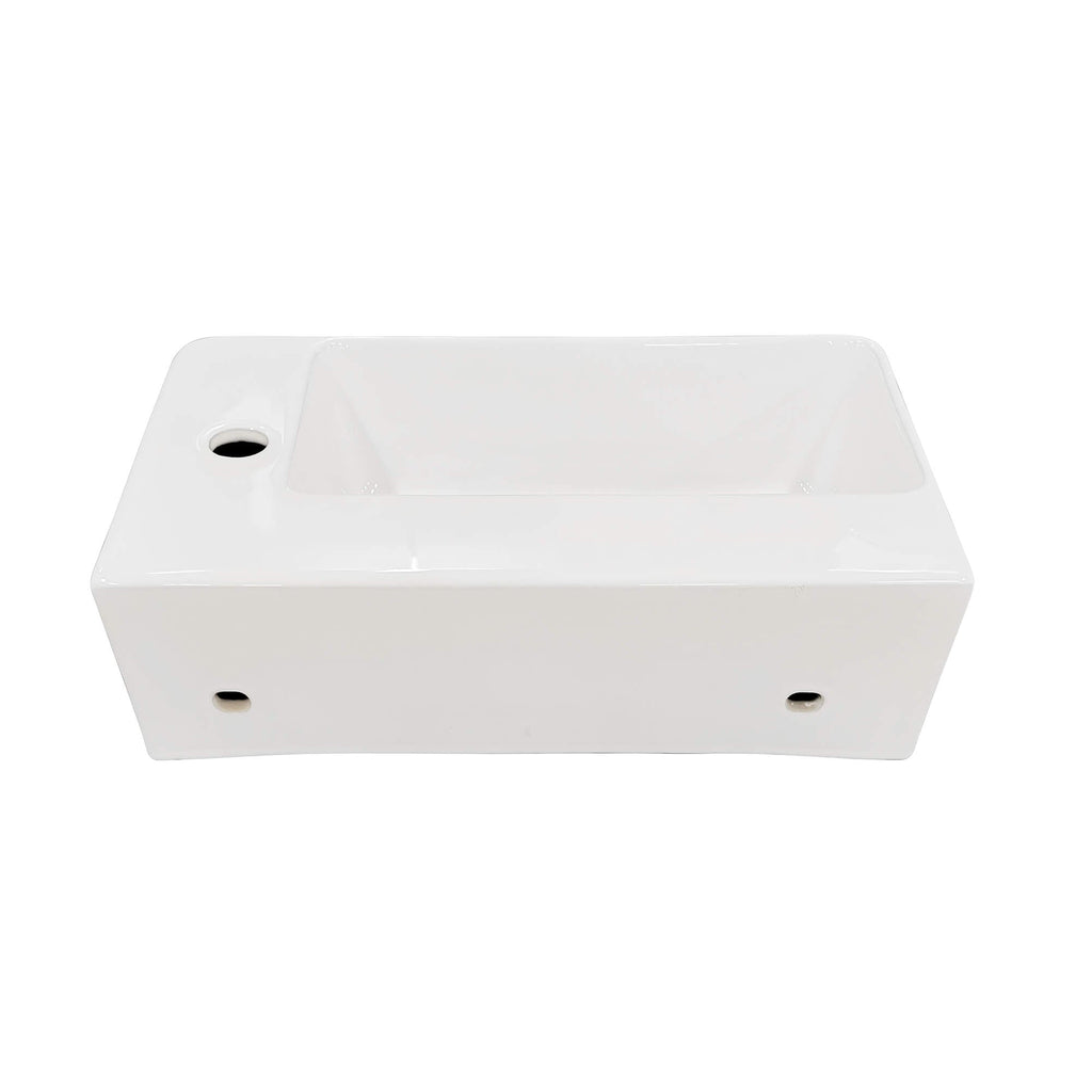 Busan Rectangular Ceramic Basin, back view.