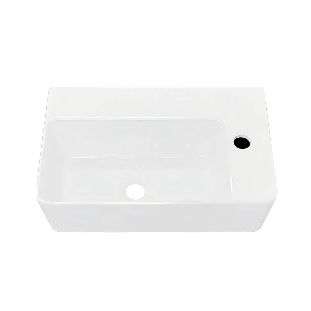 Busan Rectangular Ceramic Basin, front view.