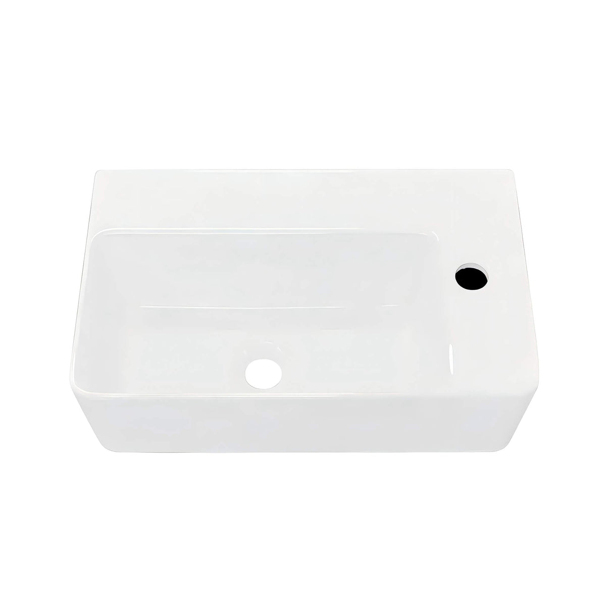 Busan Rectangular Ceramic Basin, front view.