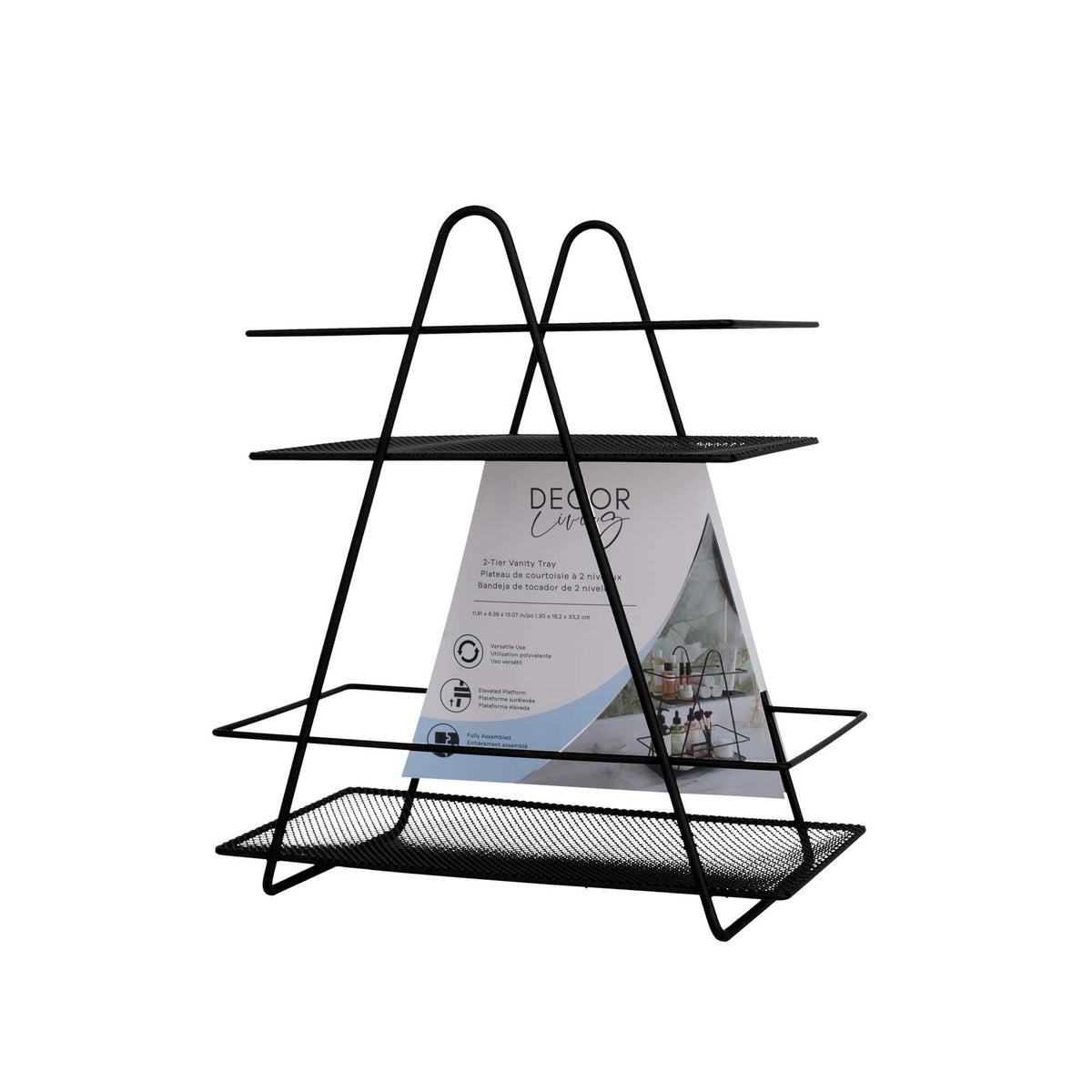 Brego 2-Tier Spa Tower Rectangle Vanity Tray, packaging view.