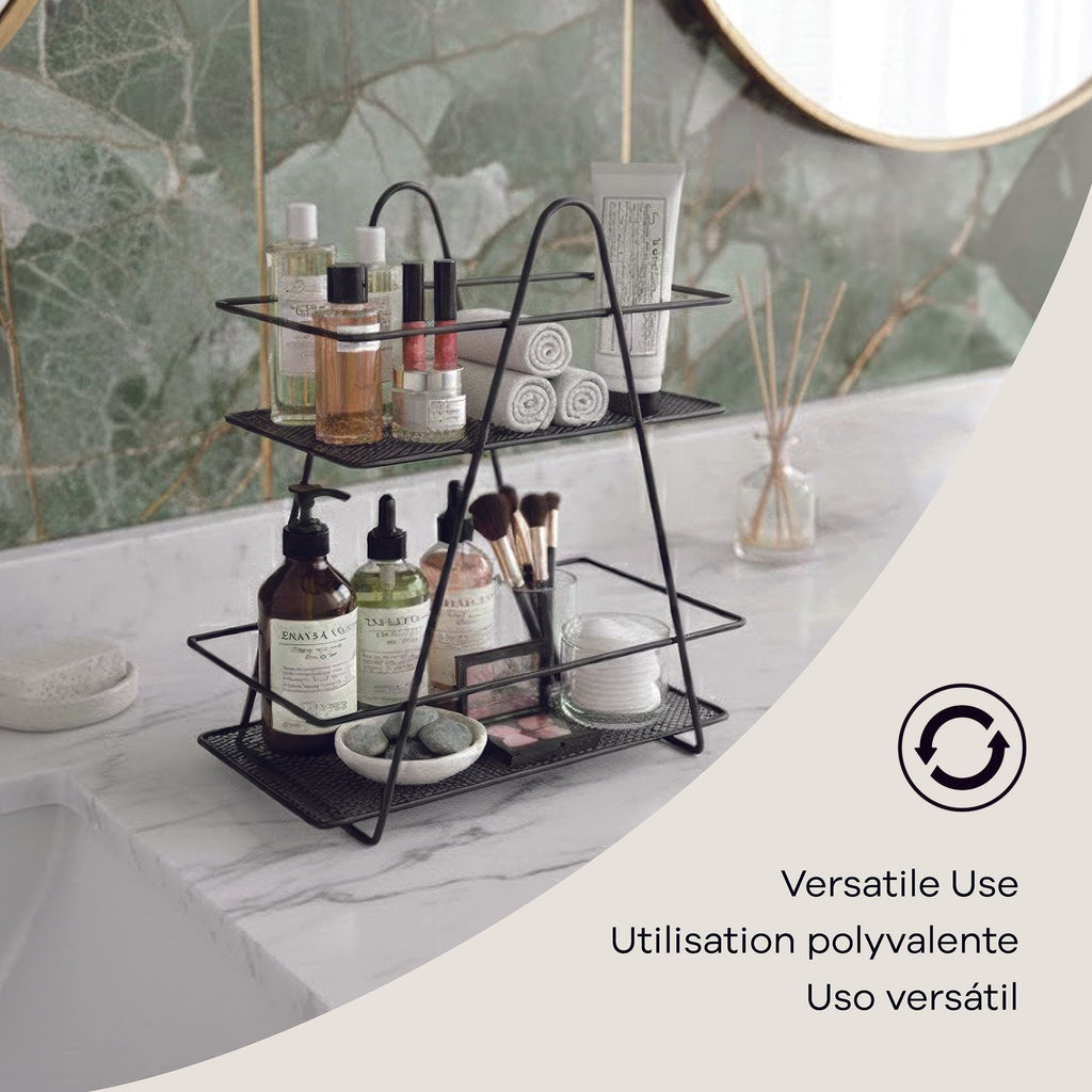 Bandeja organizadora de tocador de spa rectangular de 2 niveles Morween