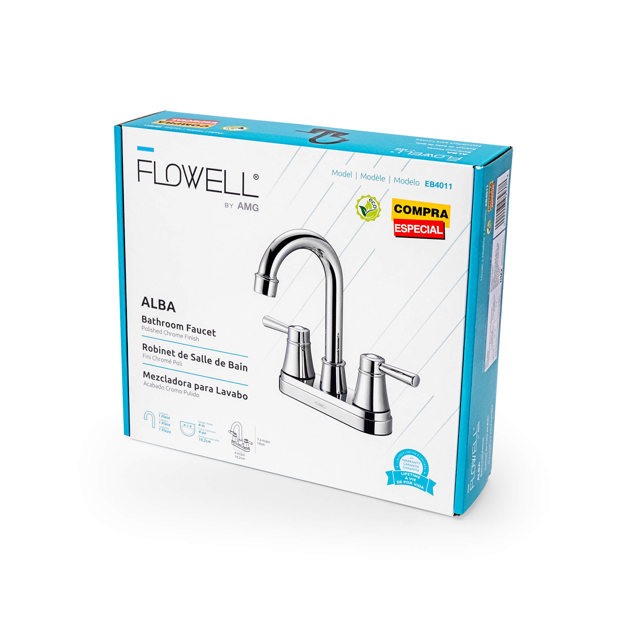 Grifo de baño de dos manijas, 4”