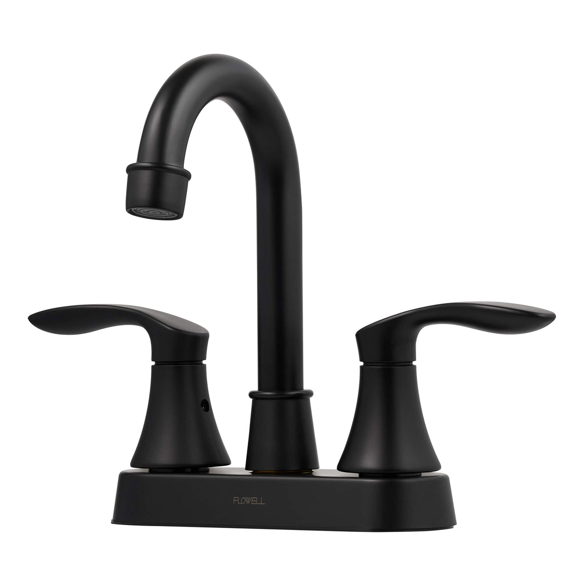 Alexandria 2-Handle Bathroom Faucet in Matte Black, three-quarter view.