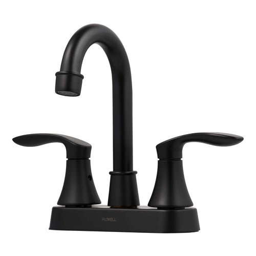 Alexandria 2-Handle Bathroom Faucet in Matte Black, three-quarter view.