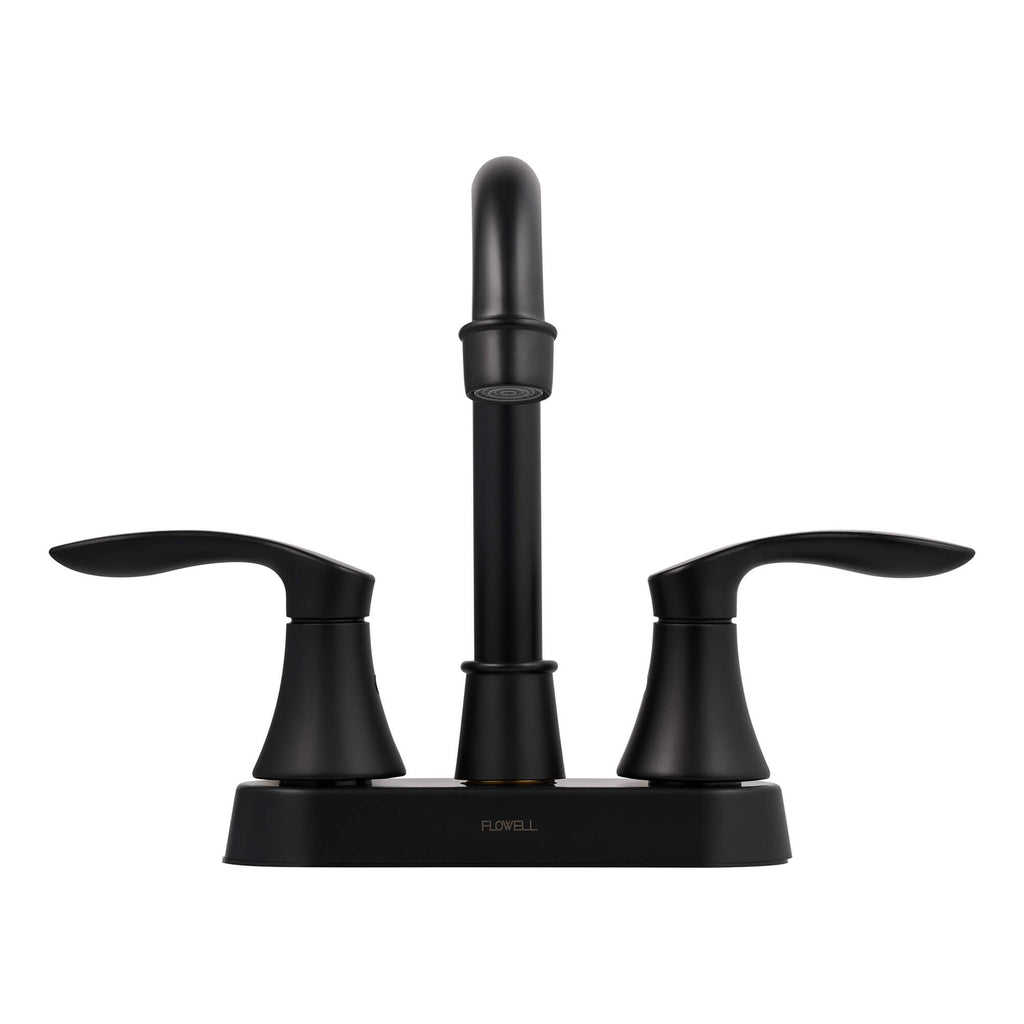 Alexandria 2-Handle Bathroom Faucet in Matte Black, front view.