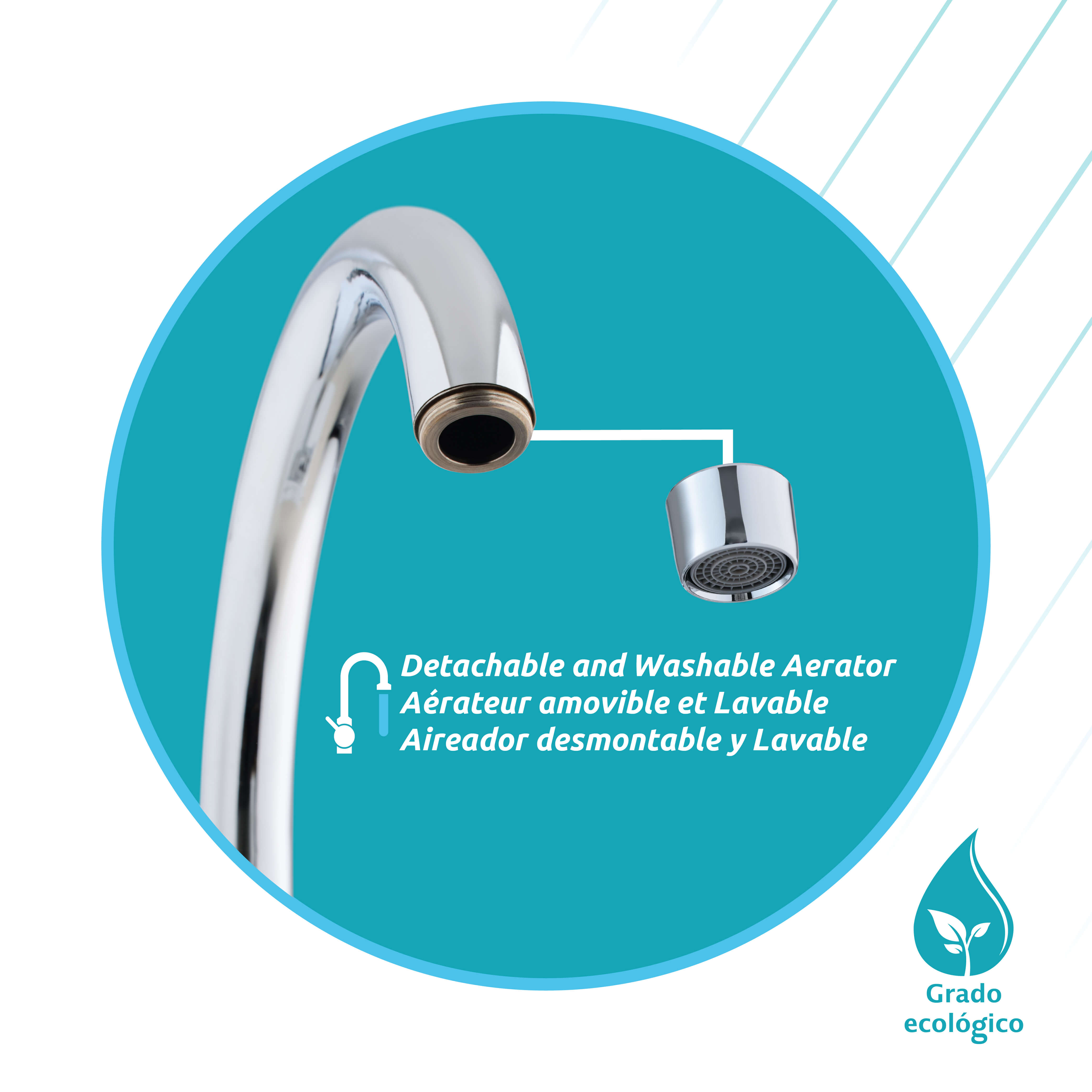 Nova 2-Handle Kitchen Faucet in Chrome, Attribute Detail View 2.