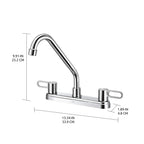 Nova 2-Handle Kitchen Faucet in Chrome, Dimensions Diagram.