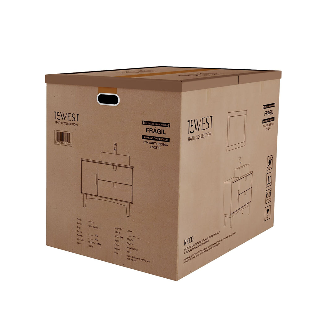 Reed Freestanding Vanity, Packaging View.