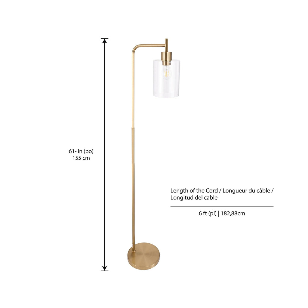 Liza 1-Light Arched Floor Lamp, Dimensions Diagram.