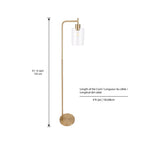 Liza 1-Light Arched Floor Lamp, Dimensions Diagram.