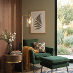 Liza 1-Light Arched Floor Lamp, Lifestyle View.