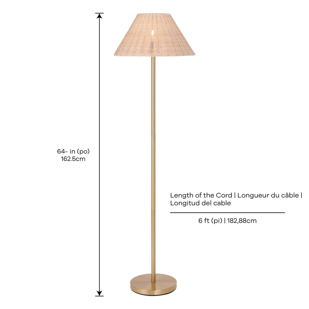 Bali 1-Light Floor Lamp, Dimensions Diagram.