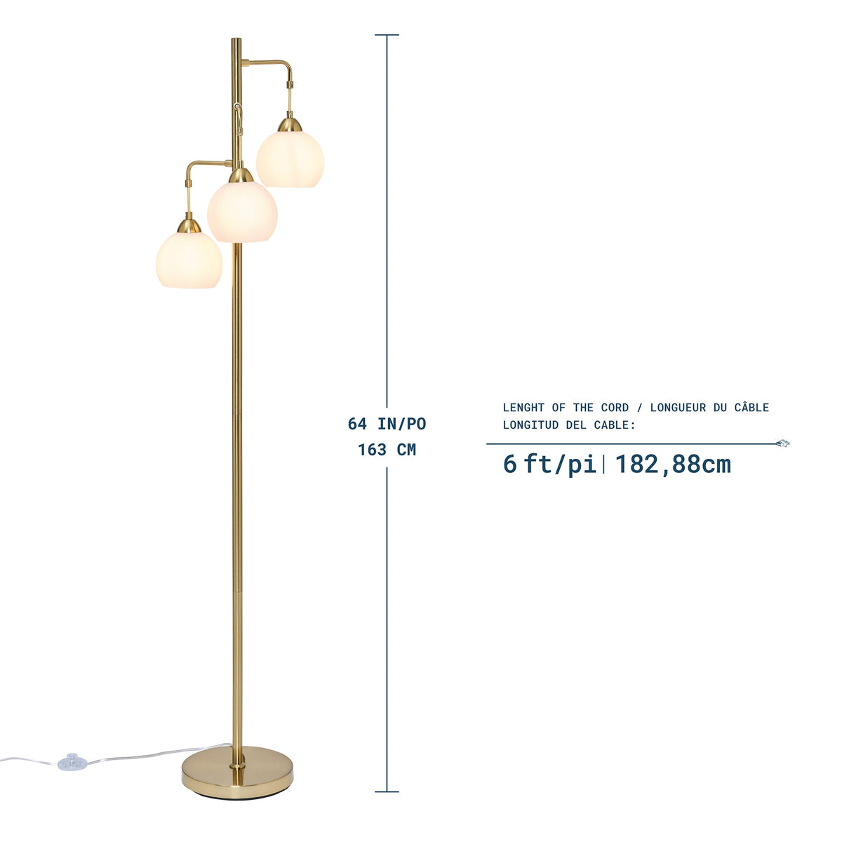 Lámpara de pie Arlette de 3 luces