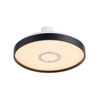 Liverpool LED Flushmount, three-quarter view, powered on.