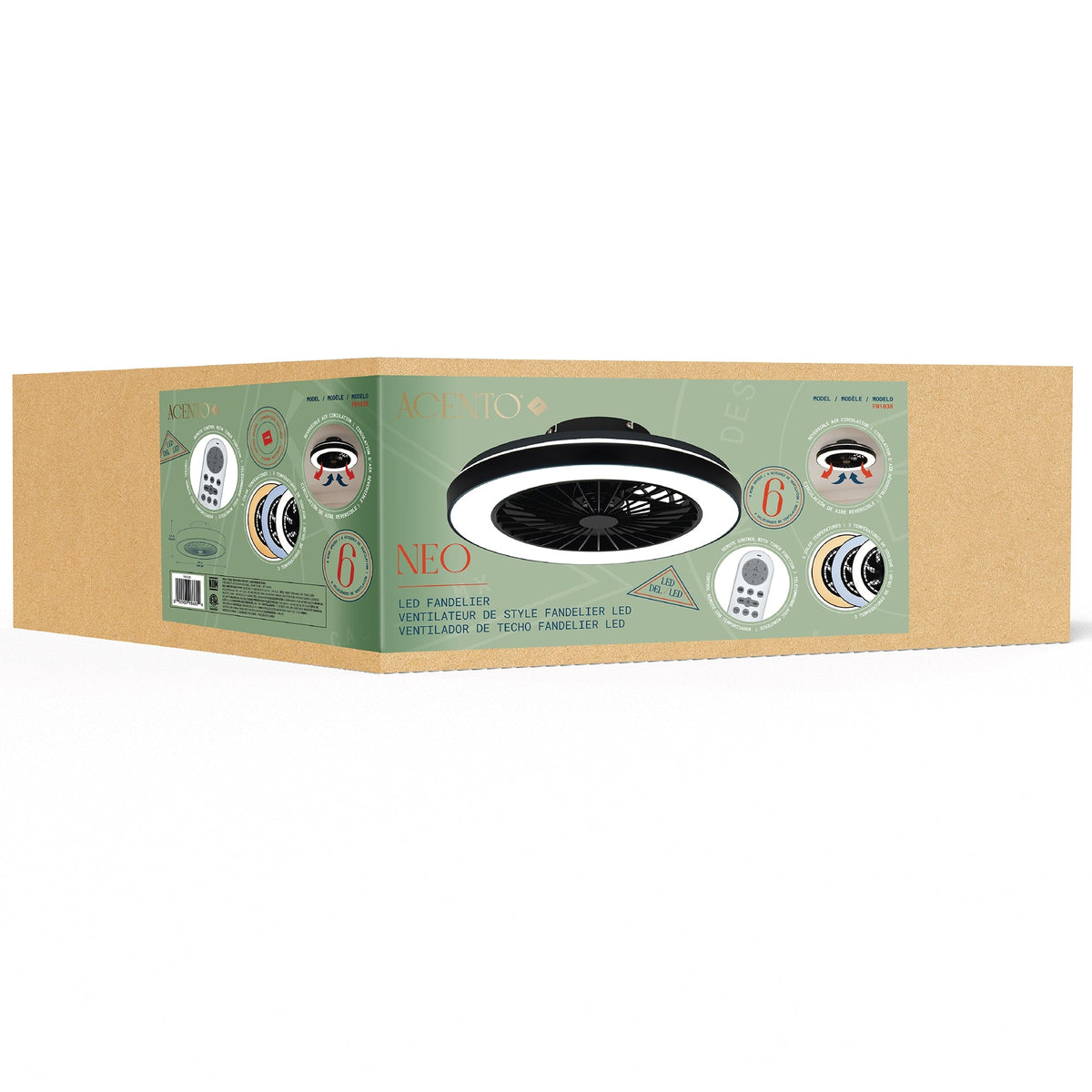 Ventilador con lámpara LED Neo