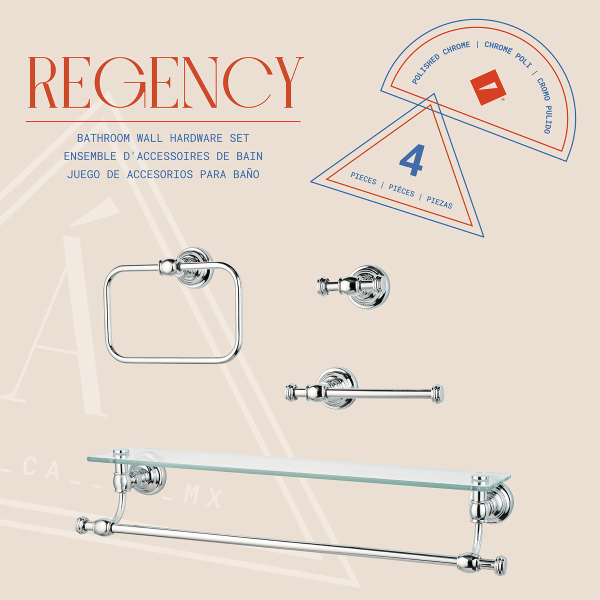 Regency Ensemble d’accessoires de salle de bain de 4 pièces