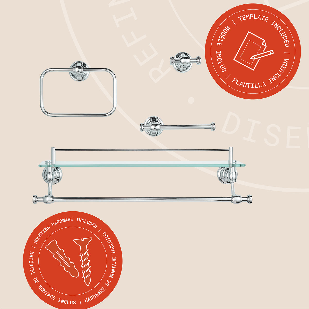 Regency Ensemble d’accessoires de salle de bain de 4 pièces