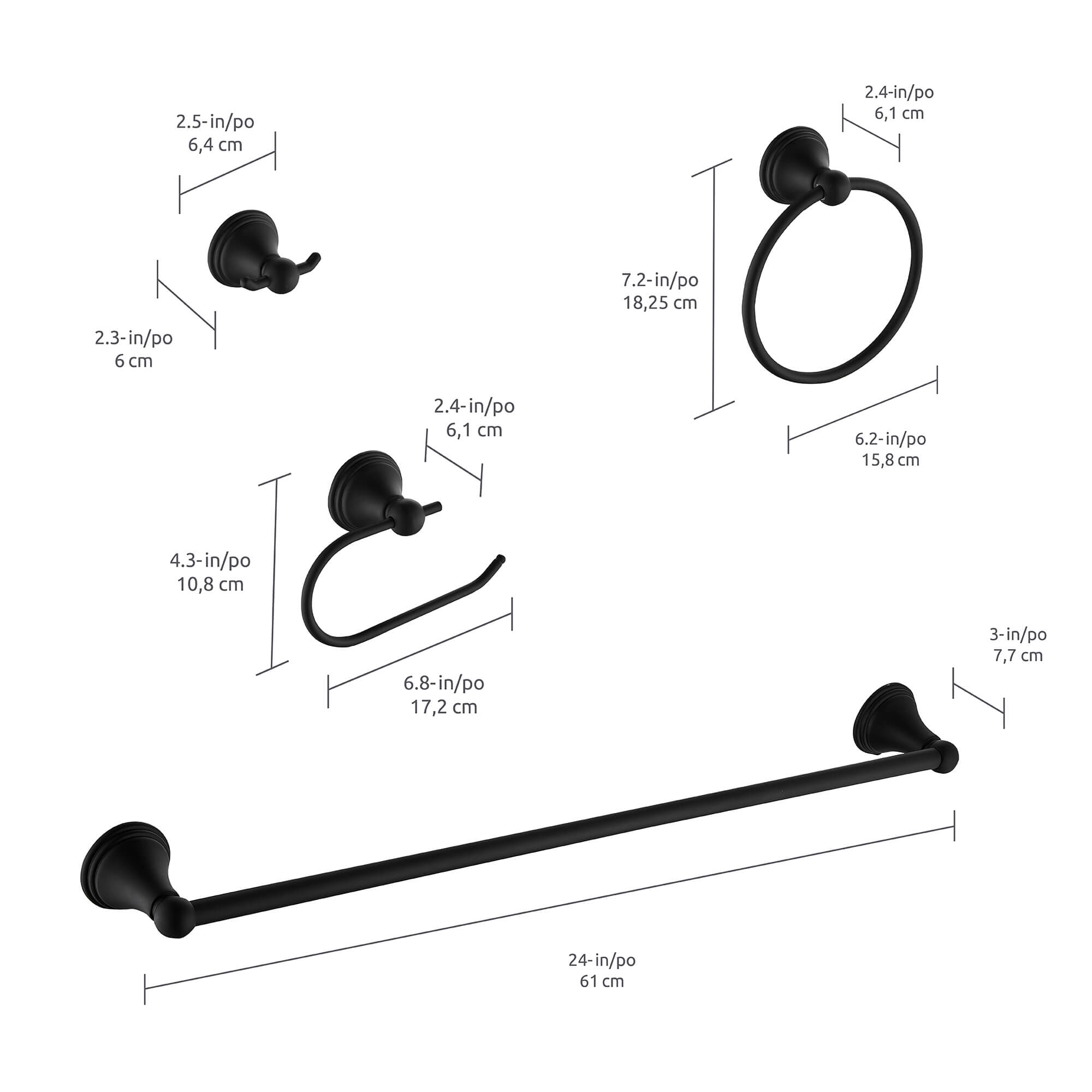 Dallas 4-Piece Set Wall Hardware
