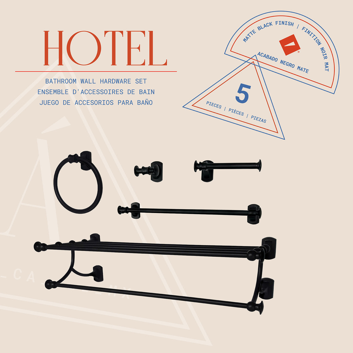 Hotel Ensemble d’accessoires de salle de bain de 5 pièces