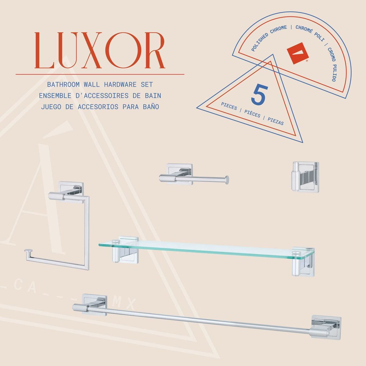 Set de accesorios de pared Luxor de 5 piezas