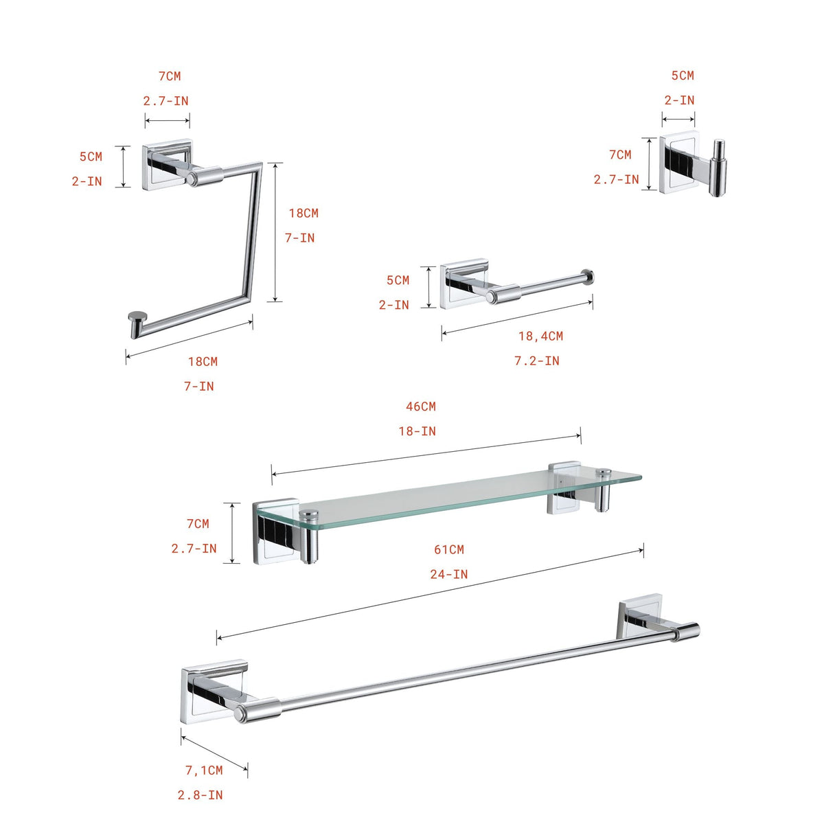 Set de accesorios de pared Luxor de 5 piezas