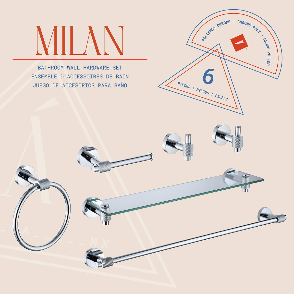 Juego de 6 accesorios de pared Milan