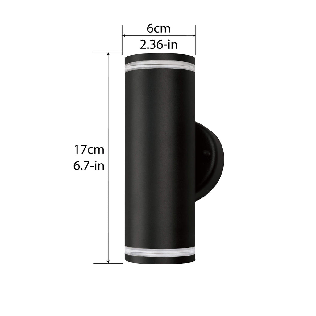 Teico LED Wall Sconce in Black, Dimensions Diagram.