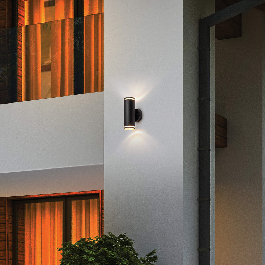 Teico LED Wall Sconce in Black, Lifestyle View.