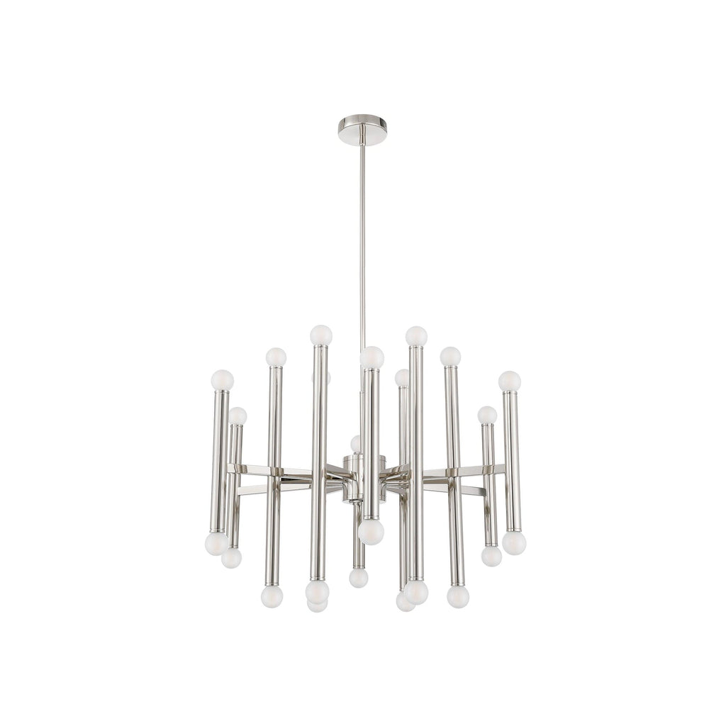Melrose 24-Light Pendant in Polish Santin, Three-Quarter View.