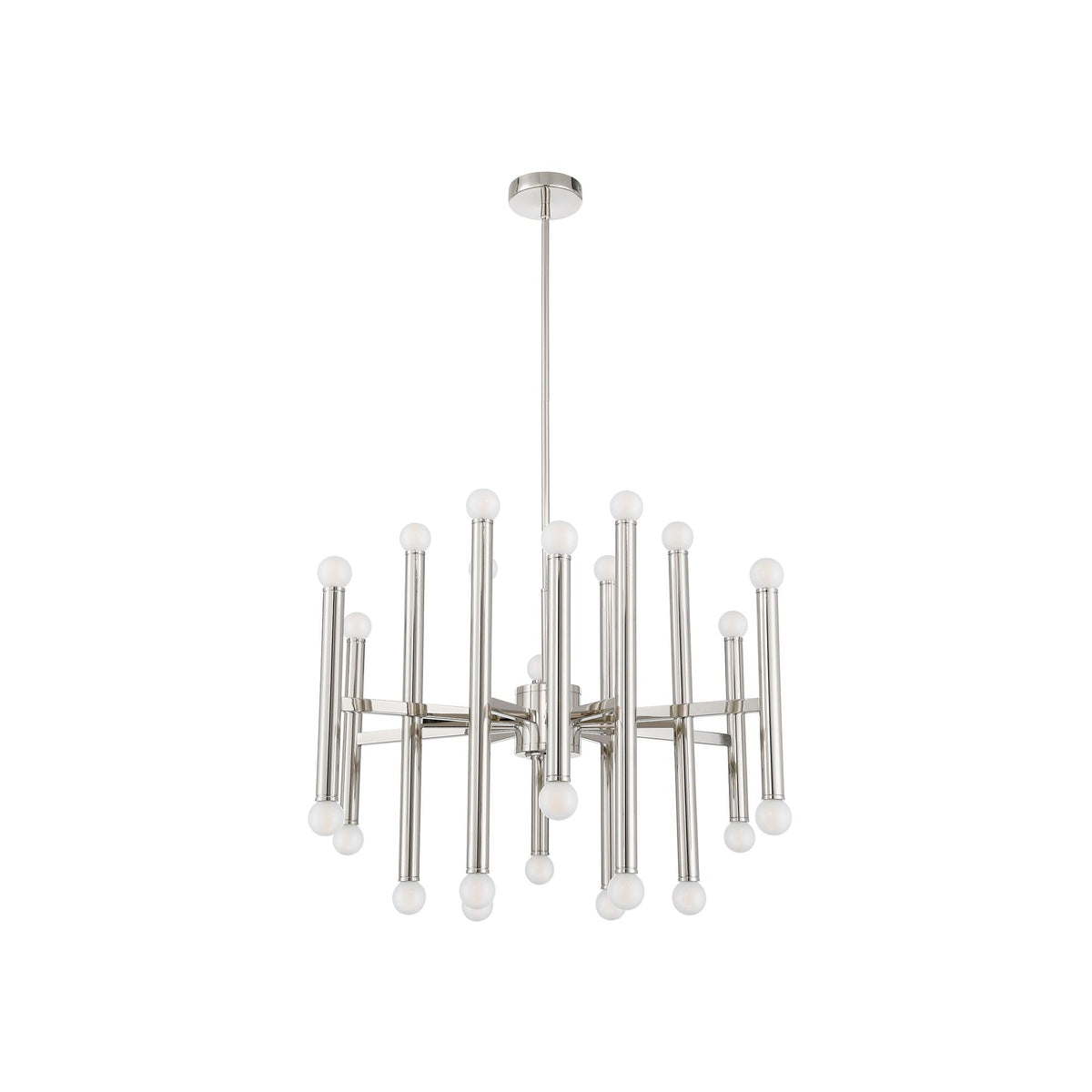 Melrose 24-Light Pendant in Polish Santin, Three-Quarter View.