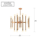 Melrose 24-Light Pendant in Bronze, Dimensions Diagram.