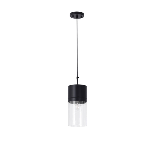Athena Pendant in 1-Light / Matte Black, Front View.