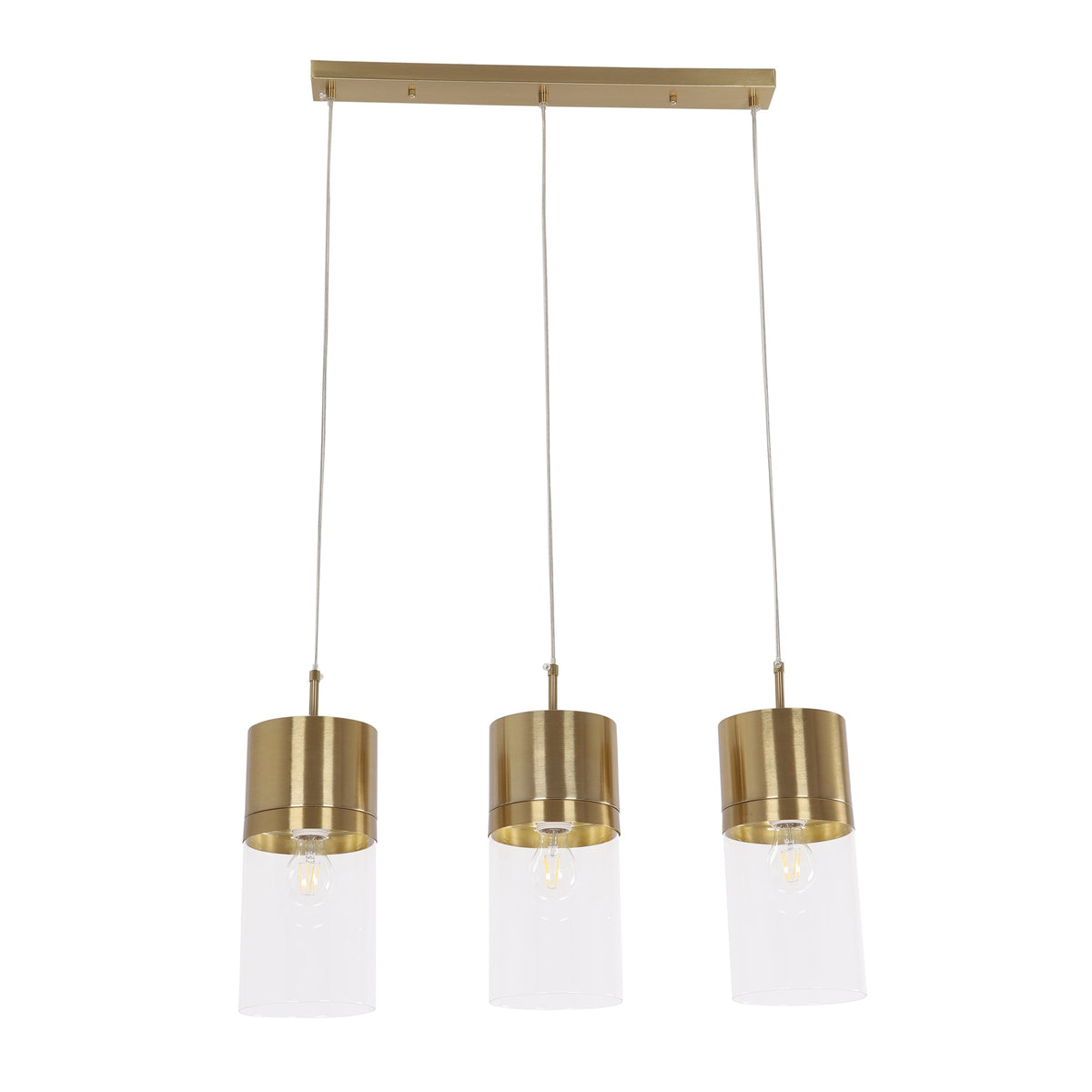 Athena Pendant in 3-Light / Gold, three-quarter view.