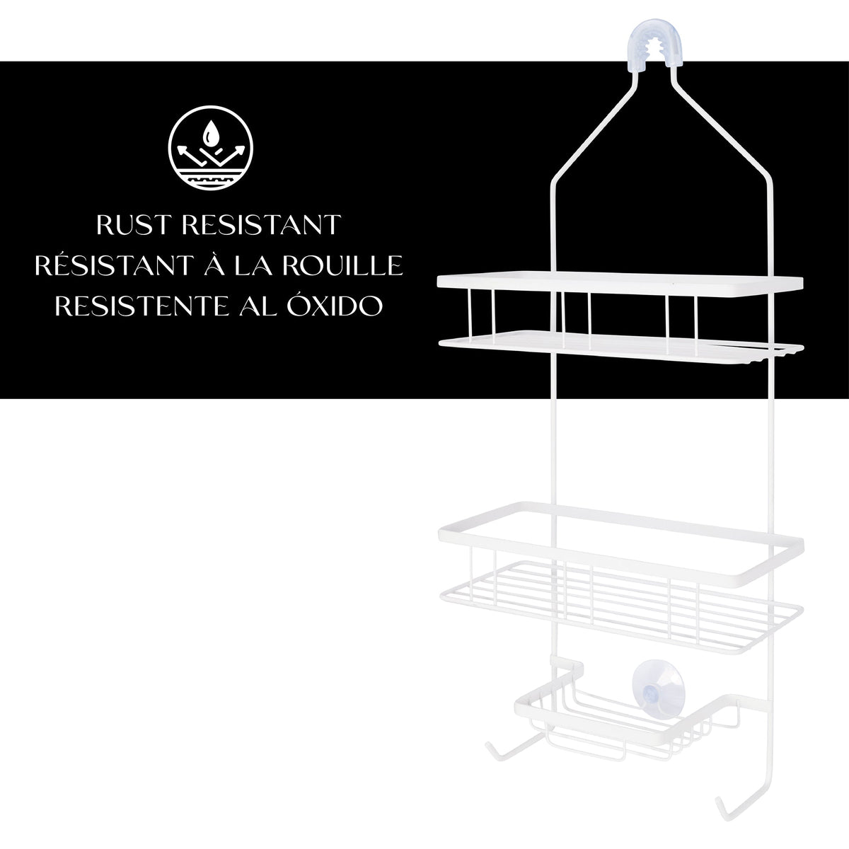 Organizador de ducha rectangular de 3 niveles