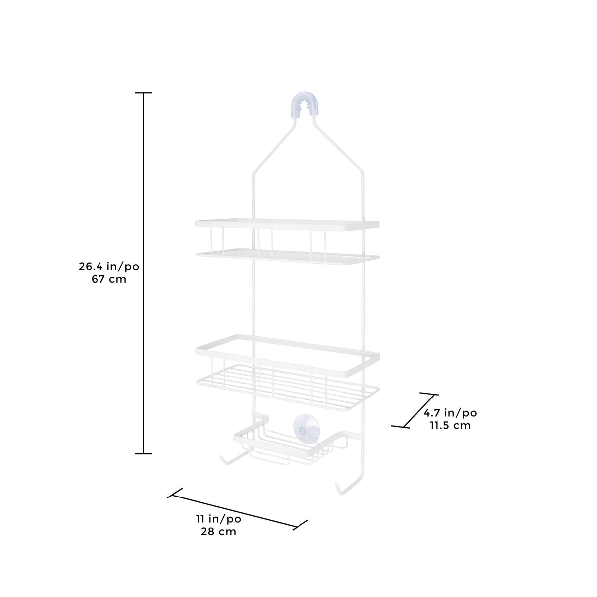 Organizador de ducha rectangular de 3 niveles