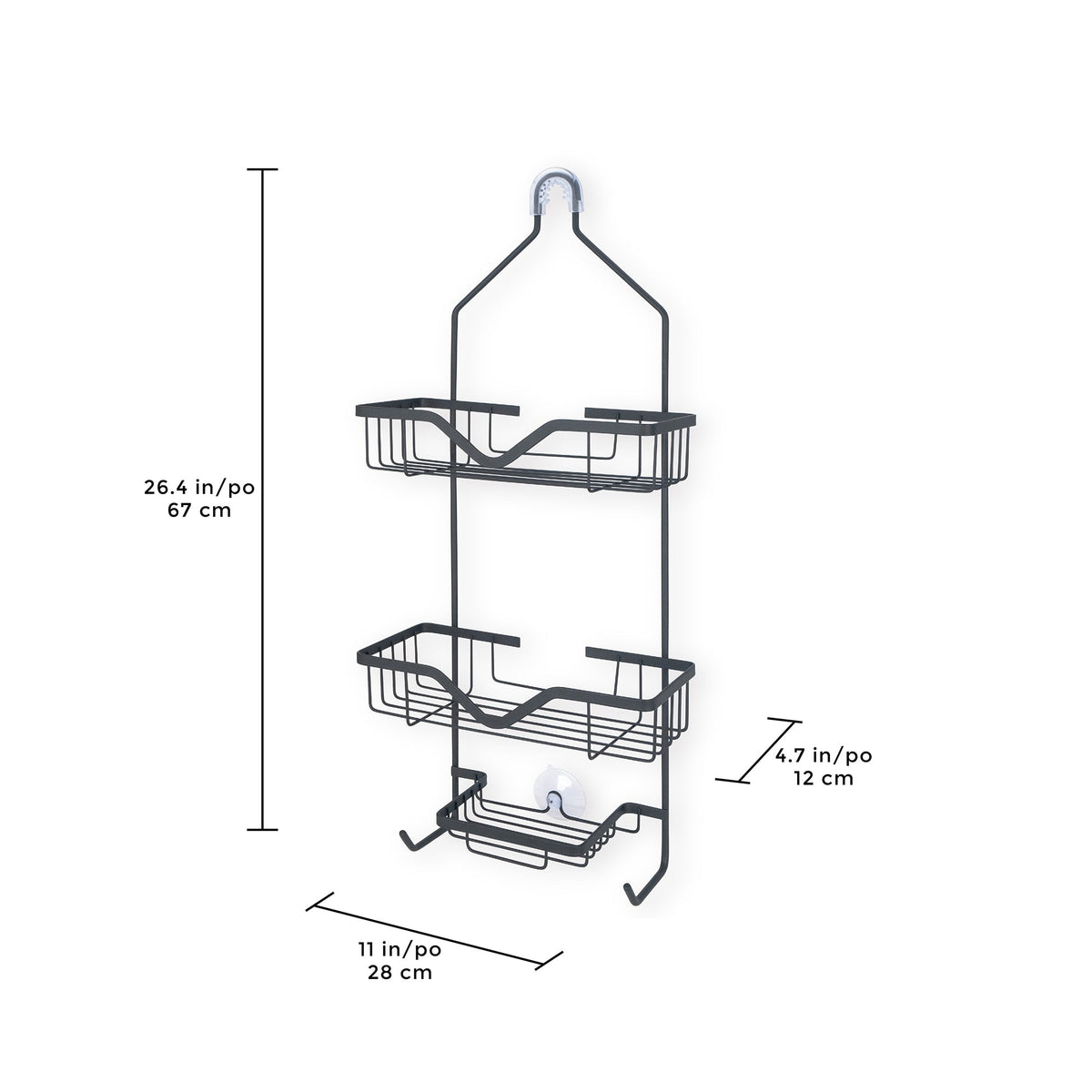 Organizador de ducha rectangular de 3 niveles