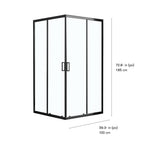 Kobe Enclosed Shower Door in Matte Black, Dimensions Diagram.