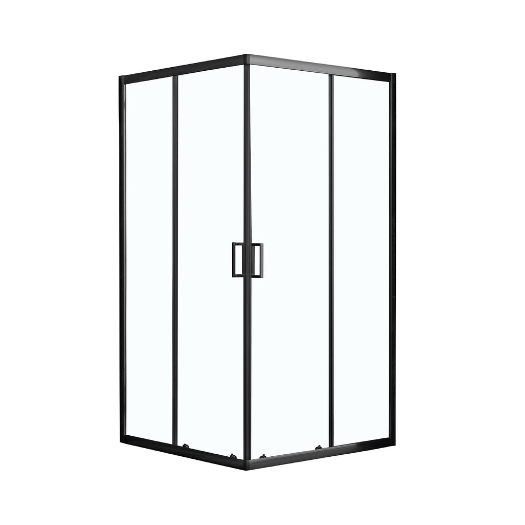 Kobe Enclosed Shower Door in Matte Black, Front View.