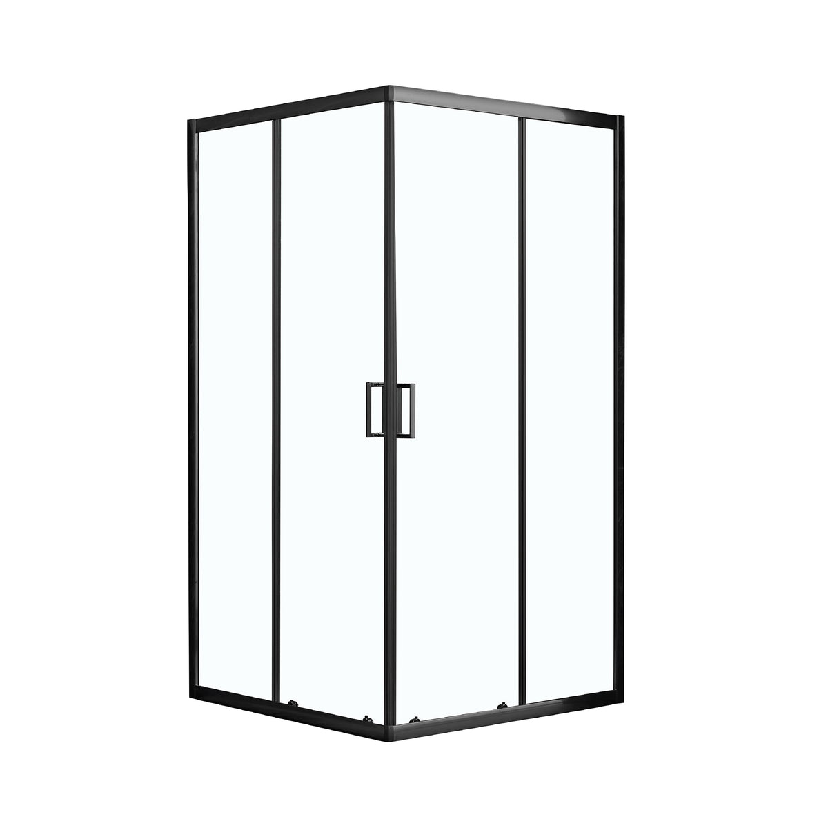 Kobe Enclosed Shower Door in Matte Black, Front View.